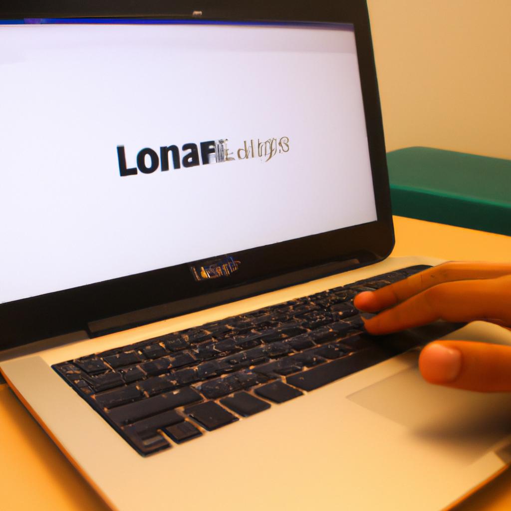 Person using laptop for online loan application